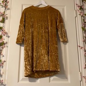 Gold crushed velvet dress